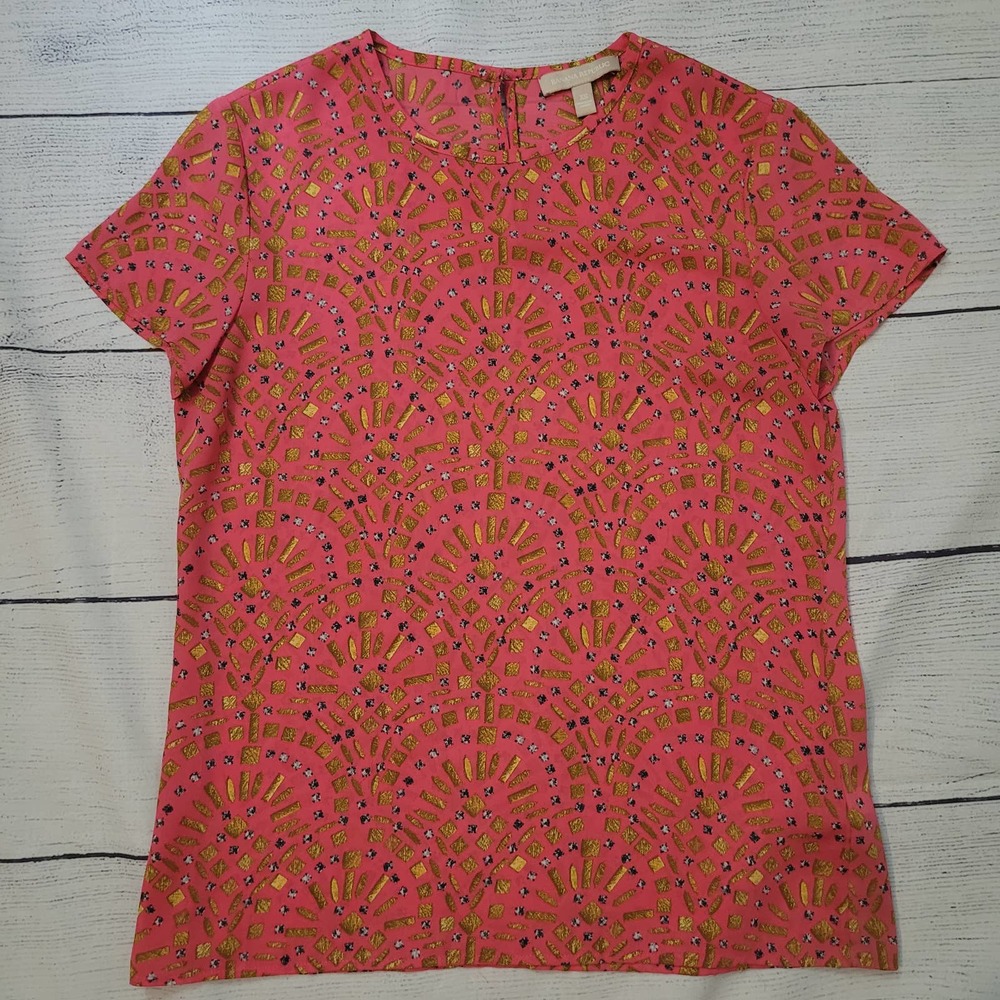 Banana Republic	Gold Pattern Career Short Sleeve Top -Size:	XS